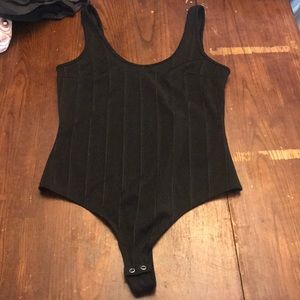 Black ribbed thong bodysuit from express size